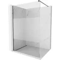 Mexen Kioto Douchewand Walk-in 110 x 200 , transparant/matglas 8 mm, geborsteld kanon grijs - 800-110-101-66-35