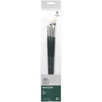 Winsor & Newton 5990608 Winton Oliepenselen Set – 3 Lange Penselen voor Olieverf (Short Flat / Varkenshaar in de maten 2, 4 en 8 )