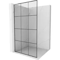 Mexen Kioto L douchewand Walk-in 110 x 200 , zwarte raster, chroom - 800-110-103-01-77