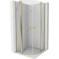 Mexen Mist halfcirkelvormige douchecabine zwenkbaar 100 x 100 , transparant, goud - 8A32-100-100-50-00