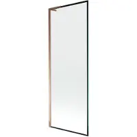 Mexen Next L badwand paneel 1-deurs 70 x 150 , zwart frame, roze goud - 895-070-000-03-70-60