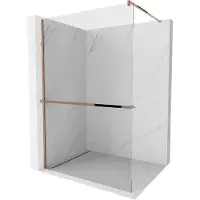 Mexen Kioto+ douchewand met plank Walk-in 85 x 200 , transparant, roze goud - 800-085-121-60-00