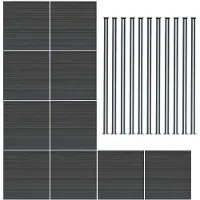 MonsterShop Composiet Schutting Paneel x 10 & LED Palen x 11 - Grijs