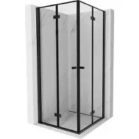 Mexen Mist-F Duo vouwdeur douchecabine 100 x 100 , zwart frame, zwart - 8A6-100L-100P-70-70