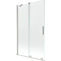 Mexen Velar badwand tweevleugelig verschuifbaar 110 x 150 , transparant, geborsteld nikkel - 896-110-000-01-97