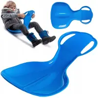 Kadax Poporutscher voor kinderen, sneeuwschuiver van kunststof, 59 x 39 x 17 cm sneeuwschaal, glijplaat met handgrepen, schotelglijder, sneeuwflitser, wintersport (blauw)