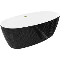 Mexen Lira vrijstaande badkuip patroon 170 x 80 , wit/zwart, overloop goud geborsteld - 52831708075-55