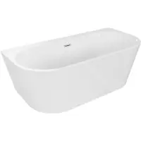 Mexen Oval+ vrijstaand bad tegen wand 170 x 80 , wit, overloop geborsteld nikkel - 52681708000-97