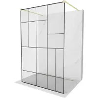 Mexen Kioto vrijstaande douchewand 100 x 200 , zwart patroon 8 mm, goud geborsteld - 800-100-002-55-78