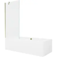 Mexen Cube rechthoekig bad 170 x 80 met ombouw en 1-delige scherm 80 , transparant, goud - 550517080X9508000050