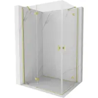 Mexen Mist-H Duo douchecabine scharnierend links 100 x 75 , transparant, geborsteld goud - 8A5-100L-075P-55-00