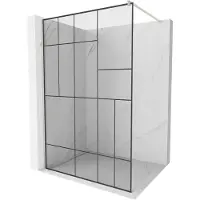Mexen Kioto douchewand Walk-in 140 x 200 , zwart patroon 8 mm, geborsteld nikkel - 800-140-101-97-78