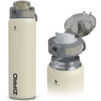 Zipro Isolerende Fles - - 1000ml - Roestvrij Staal - Waterdicht - Dubbele Wand - Beige