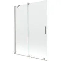 Mexen Velar badwand 2-delig schuifbaar 130 x 150 , transparant, geborsteld nikkel - 896-130-000-01-97