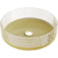 Mexen Aura glazen opbouwwastafel 39 x 39 cm, transparant/goud - 24013951