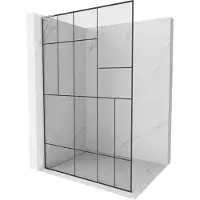 Mexen Kioto L douchescherm Walk-in 70 x 200 , zwart patroon, geborsteld nikkel - 800-070-103-97-78