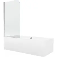 Mexen Cube rechthoekig bad 170 x 80 met ombouw en 1-delige scherm 75 , transparant, chroom - 550517080X9007510100