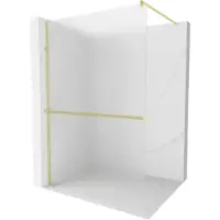Mexen Kioto+ Douchewand met plank Walk-in 140 x 200 , ijsbloem, goud geborsteld - 800-140-121-55-30