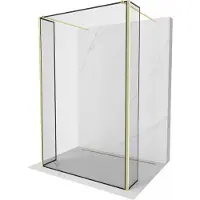 Mexen Kioto vrijstaande douchewand 150 x 30 x 30 , zwarte rand, goud geborsteld - 800-150-030-222-55-70-030