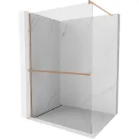 Mexen Kioto+ douchewand met plank Walk-in 140 x 200 , transparant, geborsteld koper - 800-140-121-65-00
