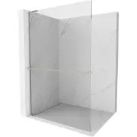 Mexen Kioto+ L douchewand met plank Walk-in 80 x 200 , transparant, geborsteld nikkel - 800-080-123-97-00