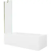 Mexen Vega rechthoekig bad 180 x 80 met ombouw en 1-delige scherm 50 , transparant, goud - 550118080X9505000050