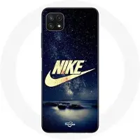 Nike Coque - - Samsung Galaxy A22 5G - Gouden Logo - Sterrennacht - Flexibel
