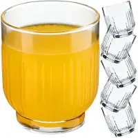 Kadax Drinkglazen, waterglazen van hoogwaardig glas, vaatwasmachinebestendige universele glazen, geribbelde drankglazen voor water, sap, dranken of whisky (6 x 330 ml, laag)