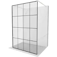 Mexen Kioto vrijstaande douchewand 150 x 200 , zwart raster 8 mm, geborsteld nikkel - 800-150-002-97-77