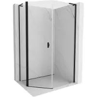 Mexen Mist L vijfhoekige asyetrische scharnierende douchecabine 80 x 90 , transparant, zwart - 8A8L-080-090-70-00