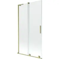 Mexen Velar L douchewand 2-delig schuifbaar 100 x 150 , transparant, goud geborsteld - 896-100-003-01-55