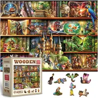 Wooden.City Houten Puzzels voor Volwassenen 1000 Stukken - Verhalen op Elke Plank - Boekenplanken Scene