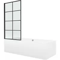 Mexen Cube rechthoekig bad 170 x 80 met ombouw en 1-deurs scherm 80 , zwart patroon - 550517080X9308017077