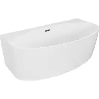 Mexen Bruna vrijstaande wandbad 150 x 82 , wit glanzend, overloop gun gray geborsteld - 52731508200-66