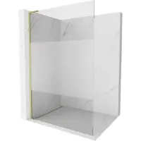 Mexen Kioto L douchewand Walk-in 80 x 200 , transparant/frost, goud geborsteld - 800-080-103-55-35