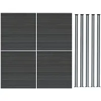 Monster WPC privacy schermen, 4 stuks & LED schuttingpalen, 5 stuks - Grijs