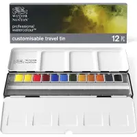 Winsor & Newton 0193548 Professionele Waterverf Set – 12 Halve Pans in Customiseerbare Reistrolley, Hoogwaardige Aquarelverf