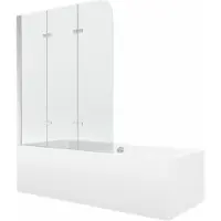 Mexen Cube rechthoekig bad 170 x 80 met paneel en 3-delige scherm 120 , transparant, chroom - 550517080X9012030100