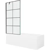 Mexen Cubik rechthoekig bad 160 x 70 met ombouw en 1-vleugelig scherm 90 , zwart patroon - 550316070X9509007077