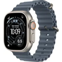 Apple Watch Ultra 3 GPS+Cellular 49mm Natuurlijk Titanium Behuizing MEWH4 Ankerblauwe Ocean Band