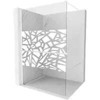 Mexen Kioto+ douchewand met plank Walk-in 140 x 200 , wit patroon, wit - 800-140-121-20-85