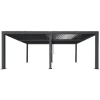 Mendler Pergola -L46, tuinpaviljoen met latten, 11cm aluminium frame, stormvaste regengoot, 3x6m ~ antraciet