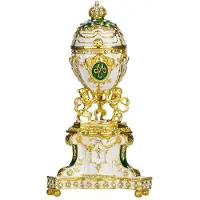 Danila-Souvenirs Faberge-stijl Koninklijk Deens Ei (Deens jubileum) juwelendoos juwelenkistje met leeuwen 13 cm groen
