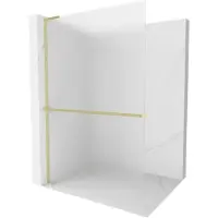 Mexen Kioto+ L douchewand met plank Walk-in 70 x 200 , matglas, geborsteld goud - 800-070-123-55-30