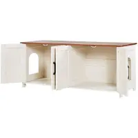 DUOKU Litterbox Meubel - - SR253073WH - Ingebouwde Kast - Bruine en Witte Afwerking - 4 Deuren