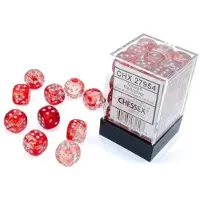 Chessex Nebula Red/silver Luminary D6 12mm Dobbelsteen Set (36 stuks)