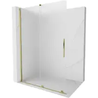 Mexen Velar schuifbare douchewand Walk-in 140 x 200 , matglas 8 mm, goud - 871-140-000-33-50
