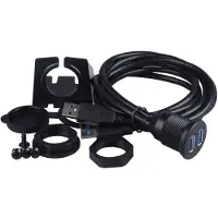 Tlily 2x 2-poorts dubbele USB 3.0 AUX-inbouw auto-verlengkabel voor vrachtwagen, boot, motorfiets, dashboardpaneel - 3ft
