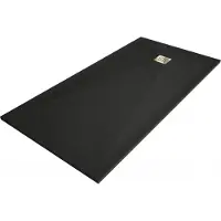Mexen Stone+ rechthoekige composiet douchebak 160 x 100 , zwart, gouden rooster - 44701016-G
