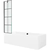 Mexen Cube rechthoekig bad 180 x 80 met ombouw en 1-delige scherm 50 , zwart patroon - 550518080X9505007077